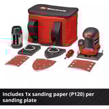 EINHELL Lijadora orbital de mano inalámbrica Power X-Change TE-OS 18/113 3X Li-Solo, 18 Voltios rojo/Negro