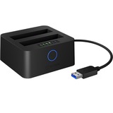 ICY BOX IB-2502CL-U3 Negro, Estación de acoplamiento negro, Unidad de disco duro, SSD, Serial ATA III, 2.5", 6 Gbit/s, Negro, Plástico