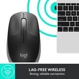 Logitech M190 Ratones, Ratón negro/Gris, Ambidextro, Óptico, RF inalámbrico, 1000 DPI, Gris