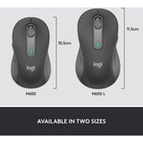 Logitech Signature M650 L, Ratón grafito, mano derecha, Óptico, Bluetooth, 4000 DPI, Grafito