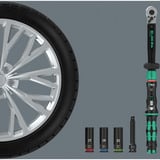 Wera Juego de cambio de ruedas Click-Torque Lock C 3 KFZ 1, 6 piezas, Llave de torsión 