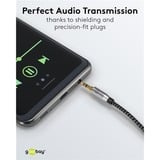 goobay Cable de conexión de audio Plus AUX 3,5mm estéreo negro/Plateado