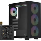 Aerocool B509A Flow-G-BK-v1, con fuente de alimentación Aero 650, Cajas de torre negro