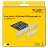DeLOCK 89036 tarjeta y adaptador de interfaz Interno PCIe, USB 3.2 Gen 2 (3.1 Gen 2), Controlador USB PCIe, PCIe, USB 3.2 Gen 2 (3.1 Gen 2), Perfil bajo, PCIe 3.0, Acero inoxidable, PC
