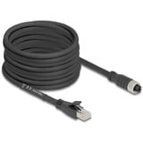 DeLOCK Cable M12 codificado X con conector hembra de 8 pines > conector RJ-45, Cat.5e S/FTP negro