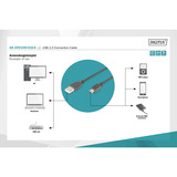 Digitus Cable USB 2.0, conector USB-A > conector mini USB negro