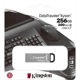 Kingston DataTraveler Kyson unidad flash USB 256 GB USB tipo A 3.2 Gen 1 (3.1 Gen 1) Plata, Lápiz USB plateado, 256 GB, USB tipo A, 3.2 Gen 1 (3.1 Gen 1), 200 MB/s, Sin tapa, Plata