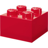 Room Copenhagen LEGO Storage Brick 4 Top Lid Glitter, Caja de depósito rojo/Transparente