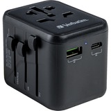 Verbatim 49544 adaptador de enchufe eléctrico Universal Negro, Enchufe del recorrido negro, Universal, Universal, Tipo A, Tipo B, Tipo C (Europlug), Tipo E (FR), Tipo F, Tipo G (RU), Tipo I (AU), Tipo J (CH),..., Tipo A, Tipo B, Tipo C, Tipo D (RU), Tipo E (FR), Tipo F, Tipo G (RU), Tipo H (IL), Tipo I (AU),..., 100 - 250 V, 50 - 60 Hz