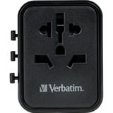 Verbatim 49544 adaptador de enchufe eléctrico Universal Negro, Enchufe del recorrido negro, Universal, Universal, Tipo A, Tipo B, Tipo C (Europlug), Tipo E (FR), Tipo F, Tipo G (RU), Tipo I (AU), Tipo J (CH),..., Tipo A, Tipo B, Tipo C, Tipo D (RU), Tipo E (FR), Tipo F, Tipo G (RU), Tipo H (IL), Tipo I (AU),..., 100 - 250 V, 50 - 60 Hz