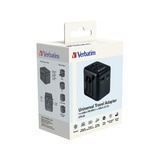 Verbatim 49544 adaptador de enchufe eléctrico Universal Negro, Enchufe del recorrido negro, Universal, Universal, Tipo A, Tipo B, Tipo C (Europlug), Tipo E (FR), Tipo F, Tipo G (RU), Tipo I (AU), Tipo J (CH),..., Tipo A, Tipo B, Tipo C, Tipo D (RU), Tipo E (FR), Tipo F, Tipo G (RU), Tipo H (IL), Tipo I (AU),..., 100 - 250 V, 50 - 60 Hz