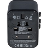 Verbatim 49544 adaptador de enchufe eléctrico Universal Negro, Enchufe del recorrido negro, Universal, Universal, Tipo A, Tipo B, Tipo C (Europlug), Tipo E (FR), Tipo F, Tipo G (RU), Tipo I (AU), Tipo J (CH),..., Tipo A, Tipo B, Tipo C, Tipo D (RU), Tipo E (FR), Tipo F, Tipo G (RU), Tipo H (IL), Tipo I (AU),..., 100 - 250 V, 50 - 60 Hz
