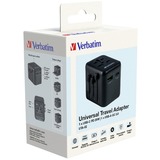 Verbatim 49544 adaptador de enchufe eléctrico Universal Negro, Enchufe del recorrido negro, Universal, Universal, Tipo A, Tipo B, Tipo C (Europlug), Tipo E (FR), Tipo F, Tipo G (RU), Tipo I (AU), Tipo J (CH),..., Tipo A, Tipo B, Tipo C, Tipo D (RU), Tipo E (FR), Tipo F, Tipo G (RU), Tipo H (IL), Tipo I (AU),..., 100 - 250 V, 50 - 60 Hz