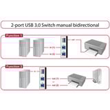 DeLOCK Conmutador USB 3.0 de 2 puertos gris/Negro