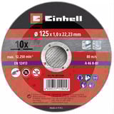 EINHELL Disco de corte fino, Ø 125 x 1,0mm, 10 piezas, Hoja 