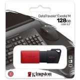 Kingston DataTraveler Exodia M unidad flash USB 128 GB USB tipo A 3.2 Gen 1 (3.1 Gen 1) Negro, Rojo, Lápiz USB rojo/Negro, 128 GB, USB tipo A, 3.2 Gen 1 (3.1 Gen 1), Deslizar, 10 g, Negro, Rojo