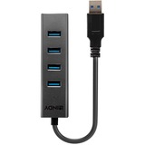 Lindy 43324 hub de interfaz USB 3.2 Gen 1 (3.1 Gen 1) Type-A 5000 Mbit/s Negro, Hub USB USB 3.2 Gen 1 (3.1 Gen 1) Type-A, USB 3.2 Gen 1 (3.1 Gen 1) Type-A, 5000 Mbit/s, Negro, Aluminio, Plástico, 0,3 m