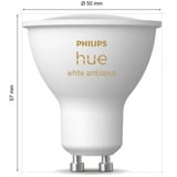 Philips Hue GU10 - foco inteligente - (paquete de 3), Lámpara LED Philips Hue White ambiance GU10 - foco inteligente - (paquete de 3), Bombilla inteligente, Bluetooth/Zigbee, Blanco, GU10, GU10, Reflectora
