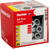 fischer Taco de expansión SX Plus 12x60, Pasador gris claro