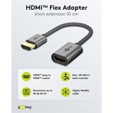 goobay Adaptador flexible HDMI de ultra alta velocidad, Cable negro/Dorado
