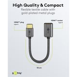 goobay Adaptador flexible HDMI de ultra alta velocidad, Cable negro/Dorado