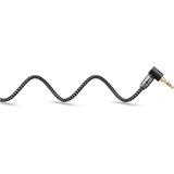 goobay Cable de conexión de audio Plus AUX 3,5mm estéreo, 90° negro/Plateado