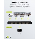 goobay Divisor HDMI 1 a 4 (4K @ 60Hz), Splitter HDMI negro