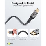 goobay Plus Cable DisplayPort 2.0/2.1, 8K @ 144Hz, 54 Gbit/s gris