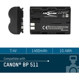 Ansmann Li-Ion battery packs A-CAN BP 511 Ión de litio 1400 mAh, Batería para cámara 1400 mAh, 7,4 V, Ión de litio, Minorista