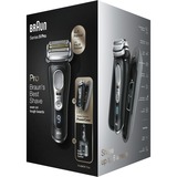 Braun Series 9 9470cc Wet&Dry Máquina de afeitar de láminas Recortadora Negro, Cromo negro/Plateado, Máquina de afeitar de láminas, Active Quattro Head, Negro, Cromo, Carga, Batería, Ión de litio