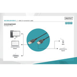 Digitus Cable de conexión USB 2.0 USB-A (conector) > Mini-USB (conector) negro