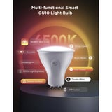 Govee Bombilla Inteligente RGBWW GU10, Lámpara LED Bombilla inteligente, Wi-Fi/Bluetooth, Blanco, LED, GU10, Multi