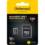 Intenso microSD 256GB UHS-I Perf CL10| Performance Clase 10, Tarjeta de memoria negro, 256 GB, MicroSD, Clase 10, UHS-I, 90 MB/s, Class 1 (U1)