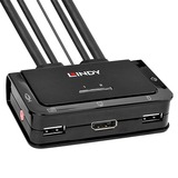 Lindy 42344 interruptor KVM Montaje en rack Negro, Switch KVM negro, 4096 x 2160 Pixeles, 4K Ultra HD, Montaje en rack, Negro