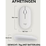 Logitech Pebble 2 M350s ratón Viajes Ambidextro RF Wireless + Bluetooth Óptico 4000 DPI blanco, Ambidextro, Óptico, RF Wireless + Bluetooth, 4000 DPI, Blanco