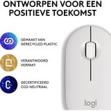 Logitech Pebble 2 M350s ratón Viajes Ambidextro RF Wireless + Bluetooth Óptico 4000 DPI blanco, Ambidextro, Óptico, RF Wireless + Bluetooth, 4000 DPI, Blanco
