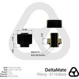 Thermal Grizzly DeltaMate Fitting ST16, Conexión negro