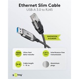 goobay Cable adaptador Ethernet USB-A 3.2 Gen1 > RJ-45, Slim negro/Gris