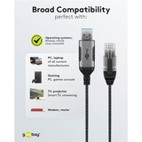 goobay Cable adaptador Ethernet USB-A 3.2 Gen1 > RJ-45, Slim negro/Gris
