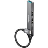 goobay Concentrador USB delgado de 4 puertos, USB-C a USB-C™/USB-A USB 3.2 Gen1, Hub USB gris