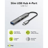 goobay Concentrador USB delgado de 4 puertos, USB-C a USB-C™/USB-A USB 3.2 Gen1, Hub USB gris