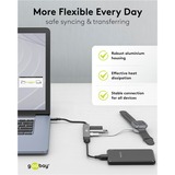 goobay Concentrador USB delgado de 4 puertos, USB-C a USB-C™/USB-A USB 3.2 Gen1, Hub USB gris