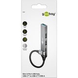 goobay Concentrador USB delgado de 4 puertos, USB-C a USB-C™/USB-A USB 3.2 Gen1, Hub USB gris