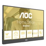 AOC 16T20E2, Monitor LED negro