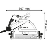 Bosch GKT 55 GCE + FSN 1400 PROFESSIONAL 16,5 cm Negro, Azul, Plata 6250 RPM 1400 W, Sierra circular azul, Metal, Madera, Negro, Azul, Plata, 16,5 cm, 6250 RPM, 5,7 cm, 2 cm
