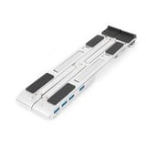 Digitus Soporte variable para notebook con hub USB-C™ integrado, 5 puertos blanco, 5 puertos, Soporte para ordenador portátil, Plata, Aluminio, 25,4 cm (10"), 43,2 cm (17"), 15 - 36°