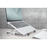 Digitus Soporte variable para notebook con hub USB-C™ integrado, 5 puertos blanco, 5 puertos, Soporte para ordenador portátil, Plata, Aluminio, 25,4 cm (10"), 43,2 cm (17"), 15 - 36°