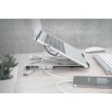 Digitus Soporte variable para notebook con hub USB-C™ integrado, 5 puertos blanco, 5 puertos, Soporte para ordenador portátil, Plata, Aluminio, 25,4 cm (10"), 43,2 cm (17"), 15 - 36°