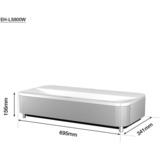 Epson EH-LS800W Proyector de alcance ultracorto 4000 lúmenes ANSI 3LCD 4K+ (5120x3200) Blanco, Proyector láser blanco, 4000 lúmenes ANSI, 3LCD, 4K+ (5120x3200), 2500000:1, 16:9, 2032 - 3810 mm (80 - 150")