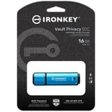 Kingston IronKey Vault Privacy 50 16 GB, Lápiz USB celeste/Negro